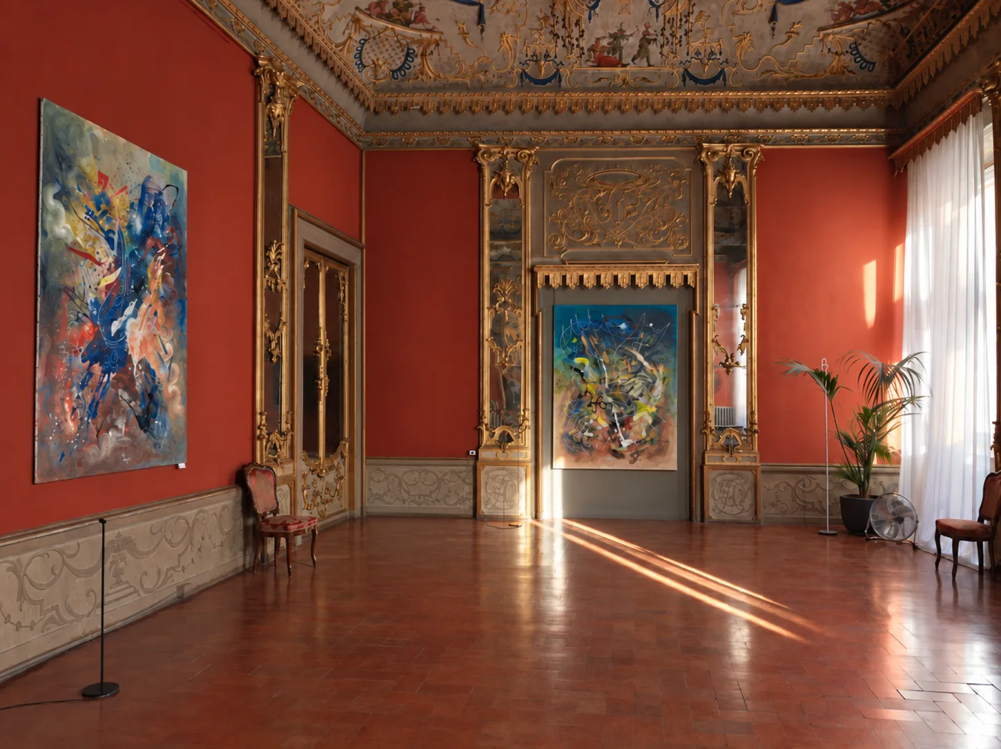 Opere di Matteo Ferretti in uno spazio espositivo storico