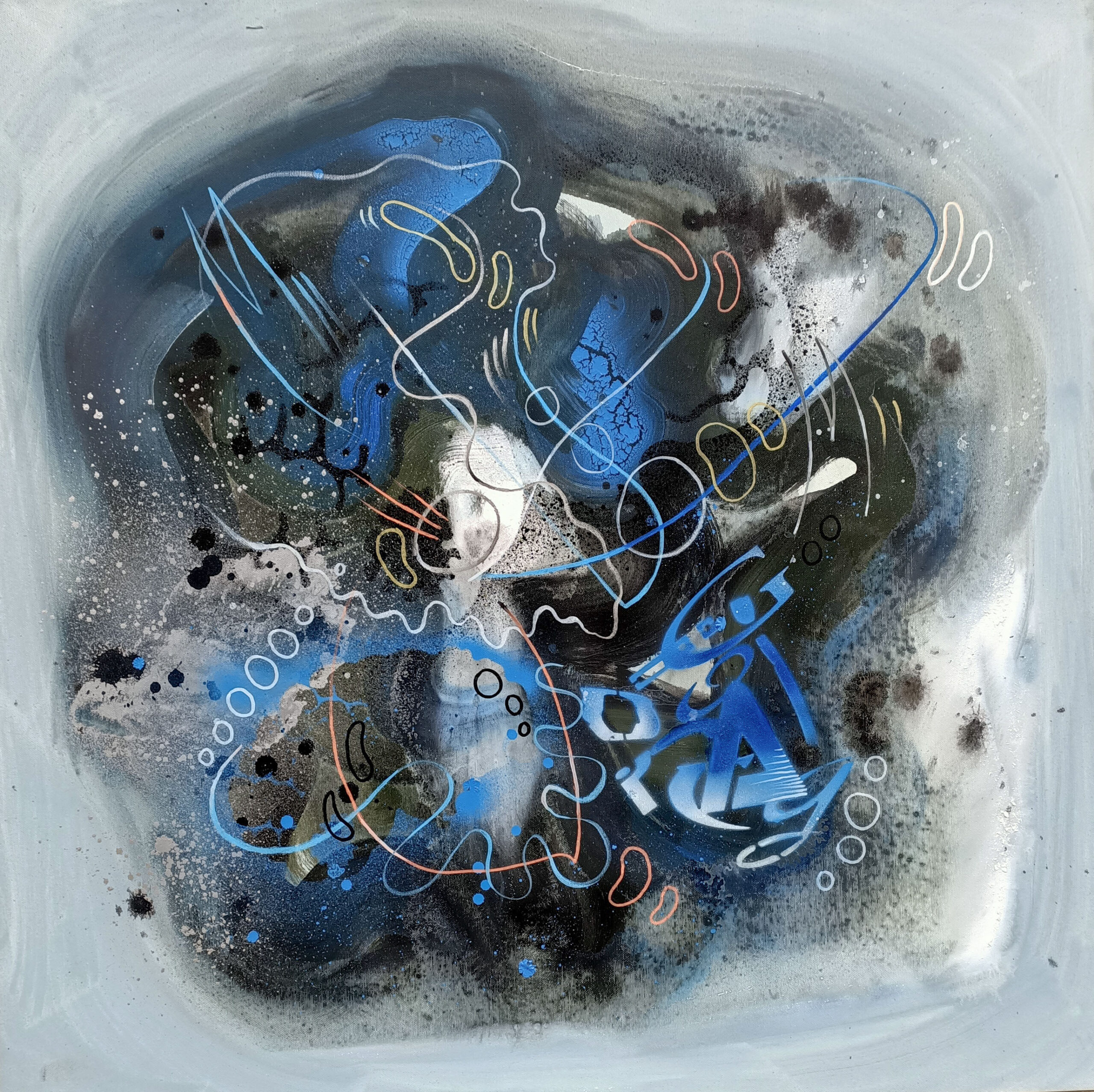 a very old glacier - mixed media on canvas - 80x80 cm - 2021