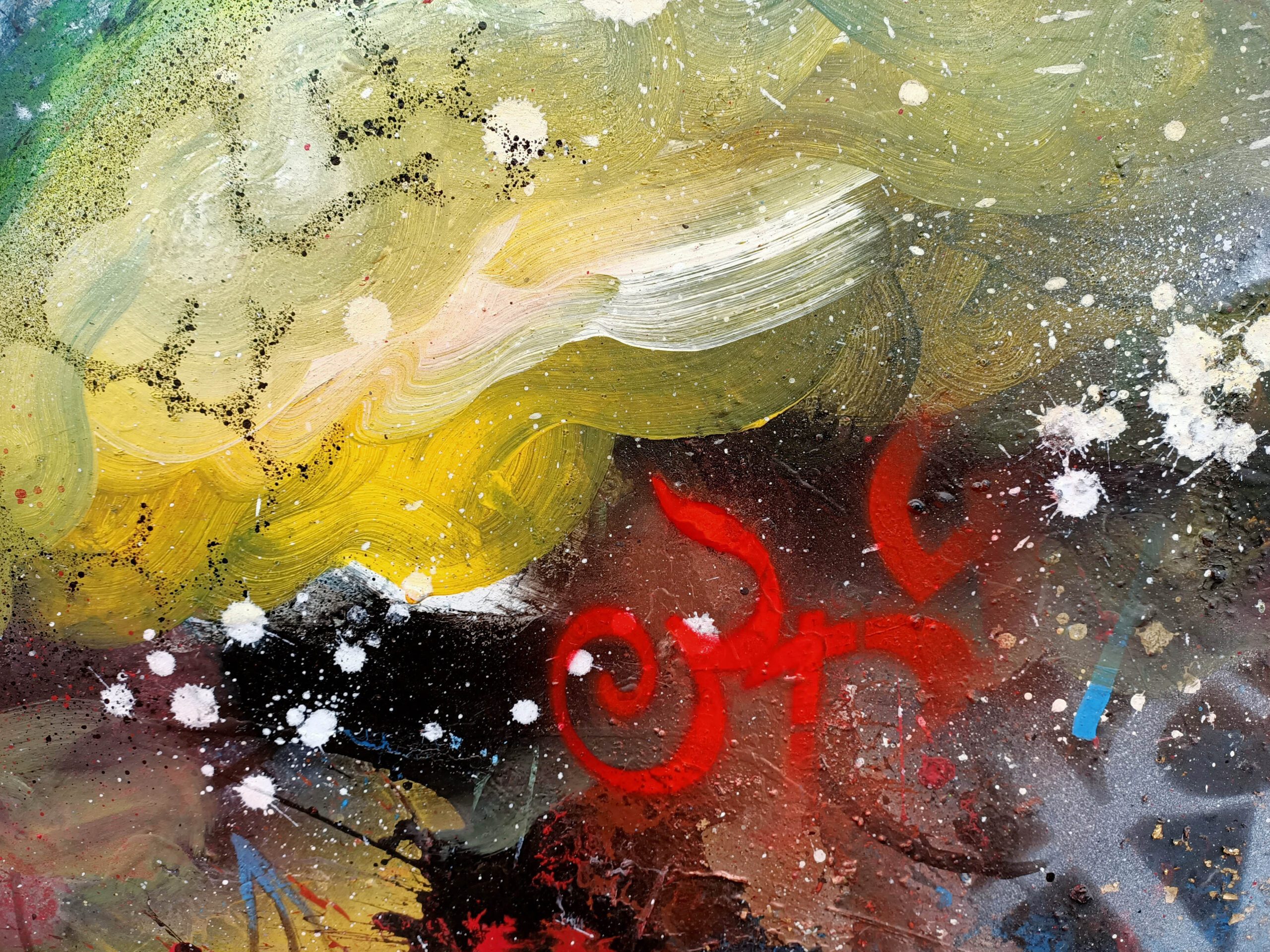 opera pittorica astratta informale contemporanea, dettaglio- matteo Ferretti artista