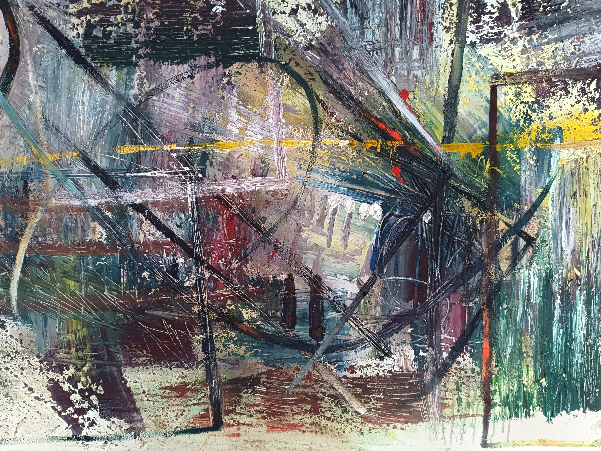 opera pittorica astratta informale contemporanea, dettaglio