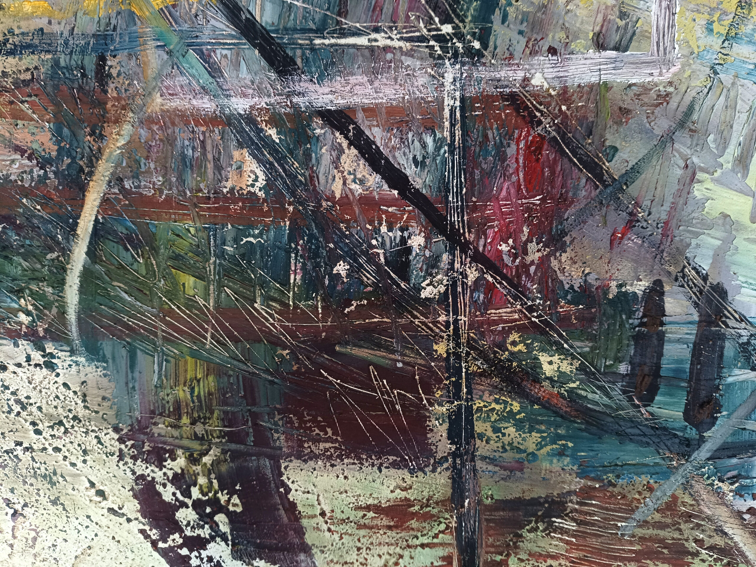 opera pittorica astratta informale contemporanea, dettaglio